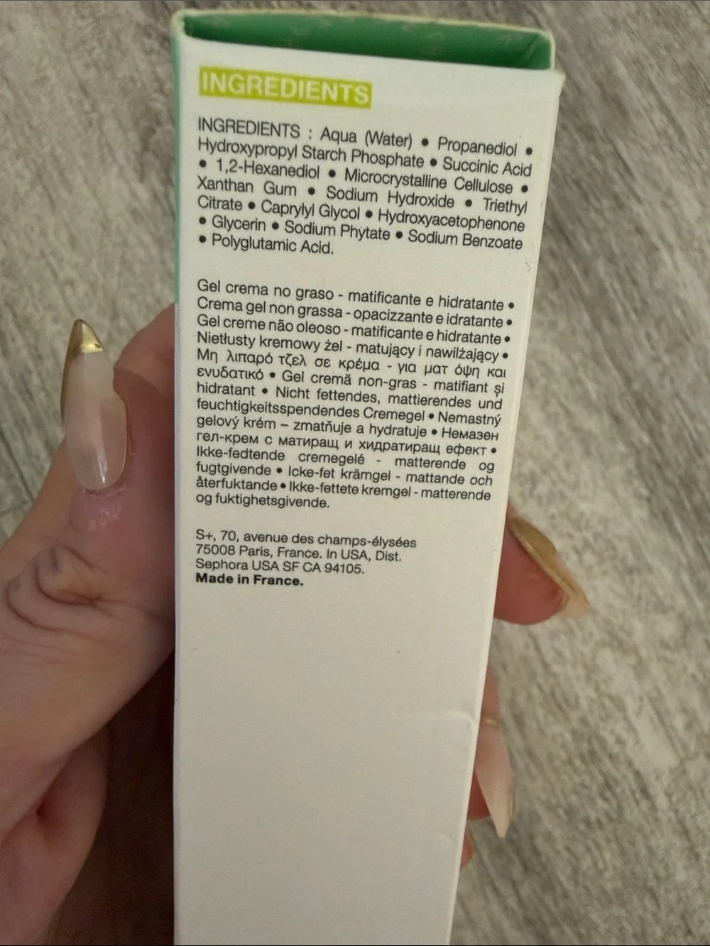 Sephora Mint Green & White Hydrating Mattifying Gel Cream